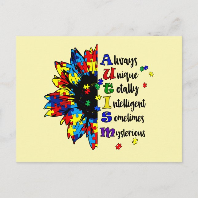 Autism awareness flower postcard (Front)