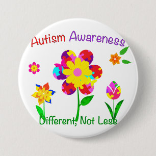 Autism Awareness Flowers 3 Inch Round Button