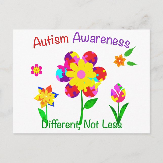 Autism Awareness Flowers Postcard (Front)