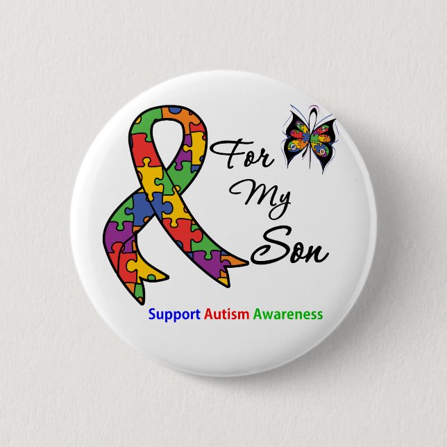 Autism Awareness For My Son 2 Inch Round Button (Front)