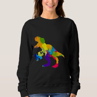 Autism Awareness For Rex Dinosaur Colourful Sweatshirt