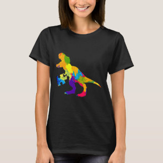 Autism Awareness For Rex Dinosaur Colourful T-Shirt