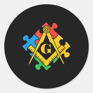 Autism Awareness , Freemason Masonic Lodge, Mason Classic Round Sticker