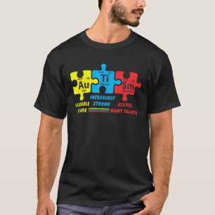 Autism Awareness Funny Chemical Element Puzzle Pie T-Shirt