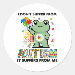 Autism Awareness Funny Frog Meme Autism Support  Classic Round Sticker