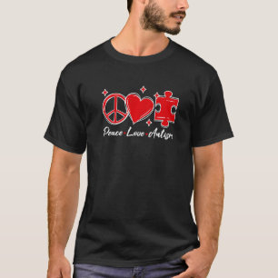 Autism Awareness Funny Peace Love Puzzle Kids Boys T-Shirt