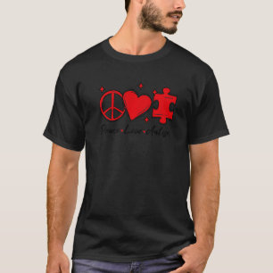 Autism Awareness Funny Peace Love Puzzle Kids Girl T-Shirt