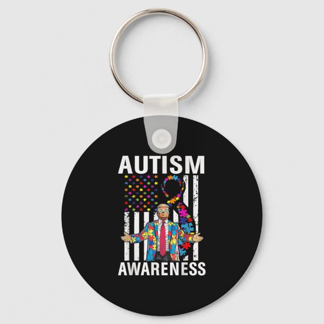 Autism Awareness Funny Trump Support Autistic Us F Keychain (Front)