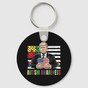 Autism Awareness Funny Trump Support Autistic Us F Keychain