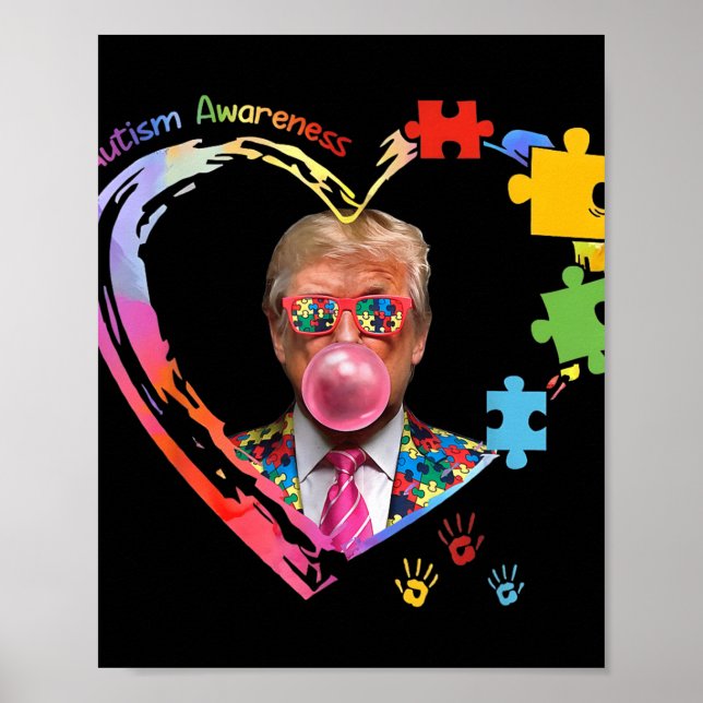 Autism Awareness Funny Trump Support Autistic Us F Poster (Front)