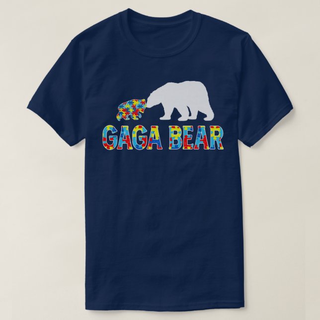 Autism Awareness Gaga Bear Support Autistic Premiu T-Shirt (Design Front)