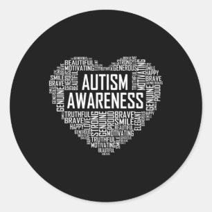 Autism Awareness Gift Heart Proud Support Month Gi Classic Round Sticker