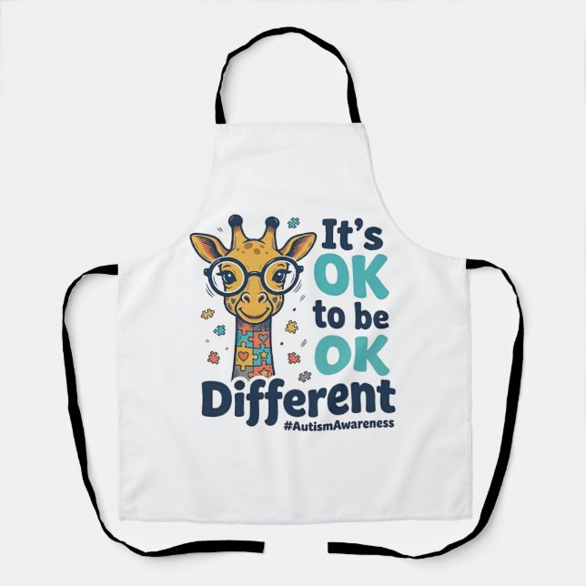 Autism Awareness Giraffe It’s OK to Be Different S Apron (Front)