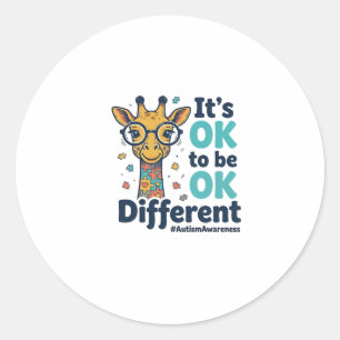 Autism Awareness Giraffe It’s OK to Be Different S Classic Round Sticker
