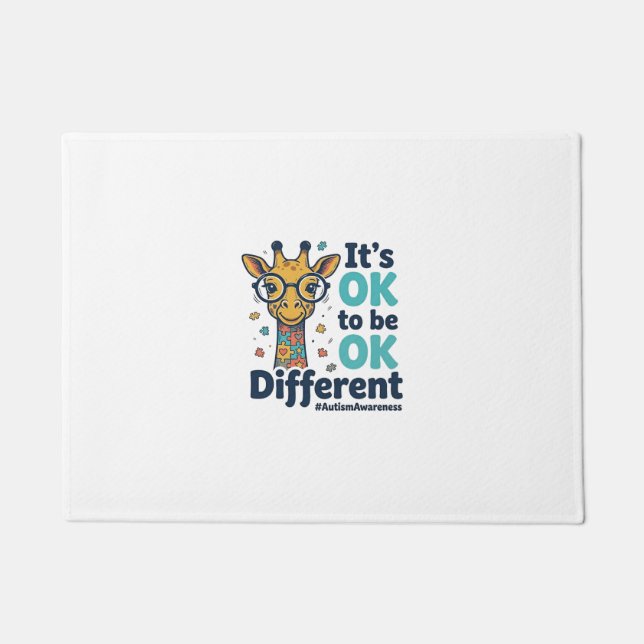 Autism Awareness Giraffe It’s OK to Be Different S Doormat (Front)