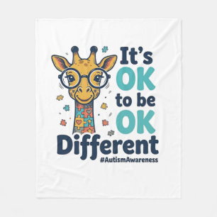 Autism Awareness Giraffe It’s OK to Be Different S Fleece Blanket