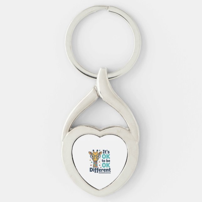 Autism Awareness Giraffe It’s OK to Be Different S Keychain (Front)