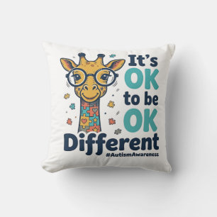 Autism Awareness Giraffe It’s OK to Be Different S Throw Pillow