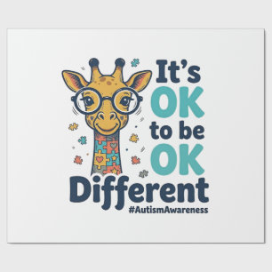 Autism Awareness Giraffe It’s OK to Be Different S Wrapping Paper