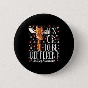 Autism Awareness Giraffe Its Ok To Be Different Au 2 Inch Round Button