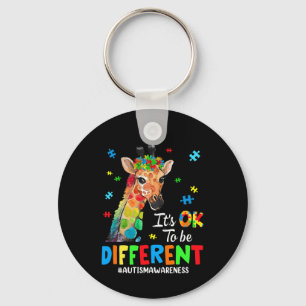 Autism Awareness Giraffe Women Kid Its Ok To Be Di Keychain