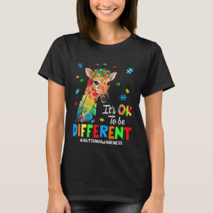 Autism Awareness Giraffe Women Kid Its Ok To Be Di T-Shirt