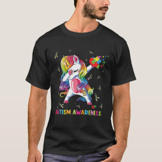 Autism Awareness Girl Dabbing Unicorn Heart Puzzle T-Shirt