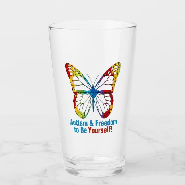 Autism Awareness Glass (Front)