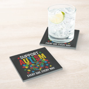 Autism awareness glass coaster