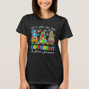 Autism Awareness Gnome Women Kid Its Ok To Be Diff T-Shirt