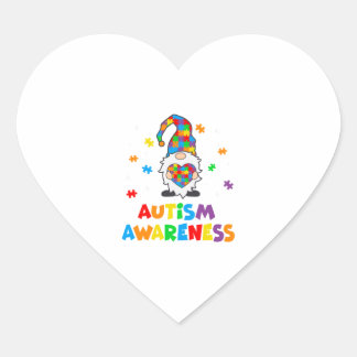 Autism Awareness Gnomes Heart   Heart Sticker