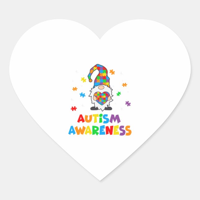 Autism Awareness Gnomes Heart   Sticker (Front)