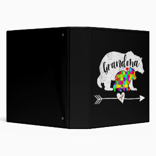 Autism Awareness Grandma Bear Support Autistic Adu Binder