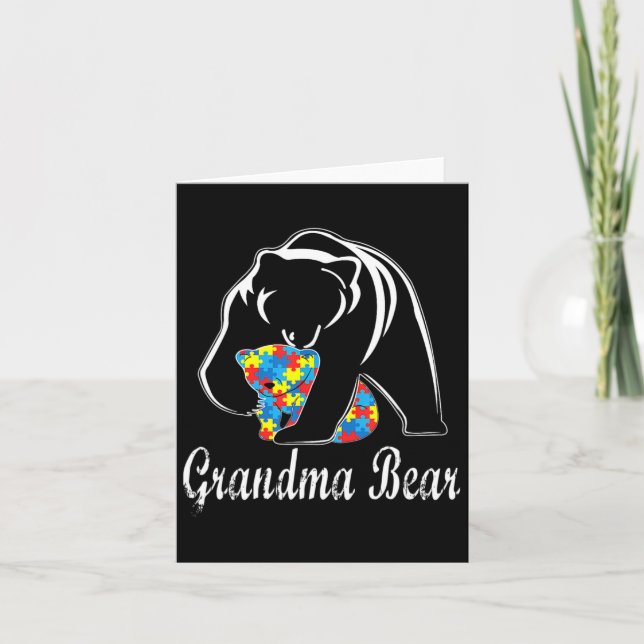 Autism Awareness Grandma Bear Support Autistic Adu Card (Front)