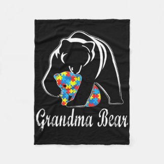Autism Awareness Grandma Bear Support Autistic Adu Fleece Blanket