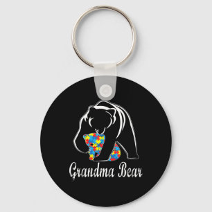 Autism Awareness Grandma Bear Support Autistic Adu Keychain