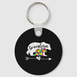 Autism Awareness Grandma Bear Support Autistic Adu Keychain