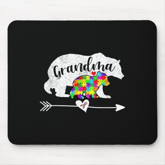 Autism Awareness Grandma Bear Support Autistic Adu Mouse Pad (Front)