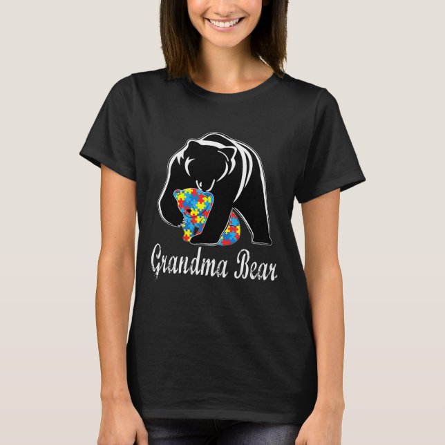 Autism Awareness Grandma Bear Support Autistic Adu T-Shirt (Front)