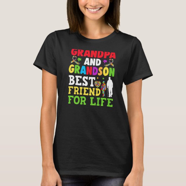 Autism Awareness Grandpa Grandson Best Friend for  T-Shirt (Front)