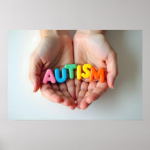 Autism Awareness Hands Holding Colourful Letters