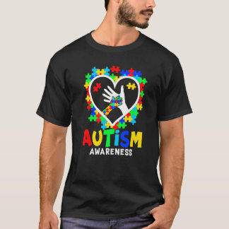 Autism Awareness Hands In Heart Puzzle Piece Autis T-Shirt