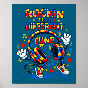 Autism awareness headphone dancing to a different poster
