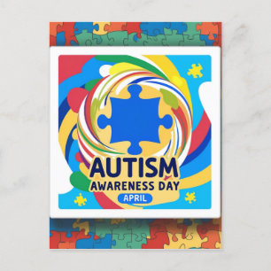 Autism Awareness Heart April month  Postcard