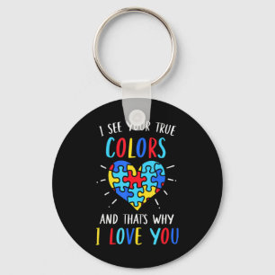 Autism Awareness Heart I See Your True Colours Puz Keychain