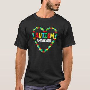 Autism Awareness Heart Puzzle Piece Mom Dad Suppor T-Shirt