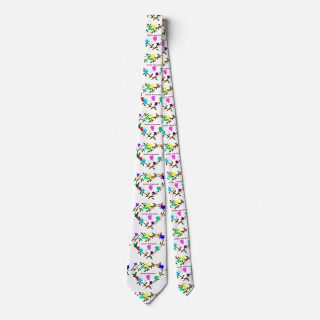 Autism Awareness heart puzzle pieces Neck Tie (Front)