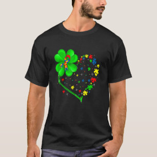 Autism Awareness Heart Shamrock St Patricks Day Pu T-Shirt