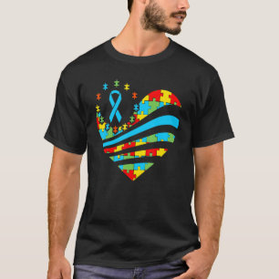 Autism Awareness Heart Support Autistic Month Ki T-Shirt