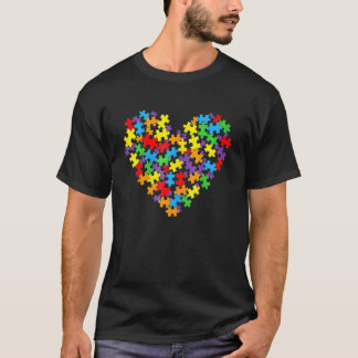 Autism Awareness Heart Valentine Day Puzzle Piece T-Shirt